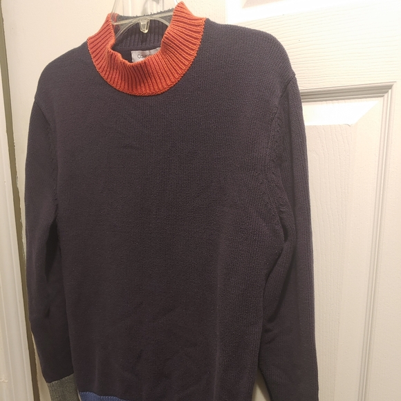 Calvin Klein European Yarn Multi-Color style Short Mock-Neck Pullover Sweater - Picture 3 of 6